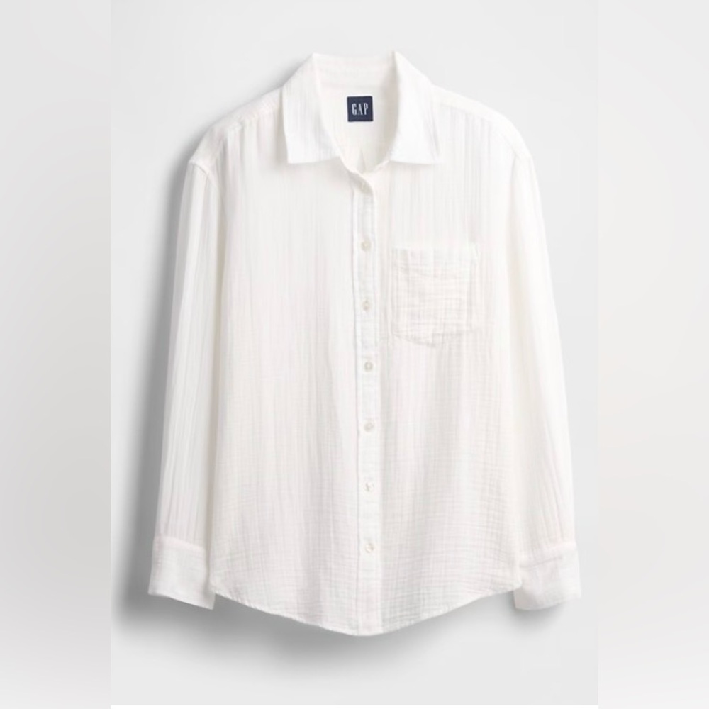 NWT oversized Gap Cotton Gauze Button-Down Shirt PL fits XL?